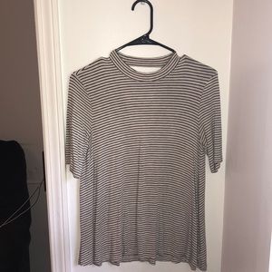 White with black striped 3/4 sleeve shirt